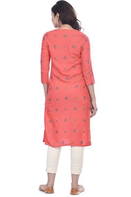 Peach printed rayon ethnic-kurtis 2