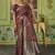Maroon woven banarasi silk saree with blouse