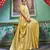Yellow woven banarasi silk saree with blouse
