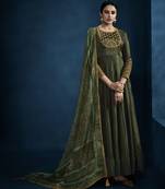 Green embroidered satin salwar