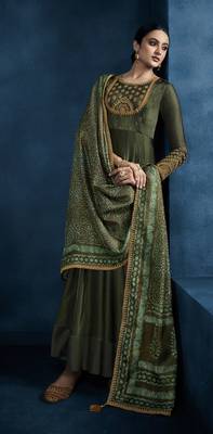 Green embroidered satin salwar 2