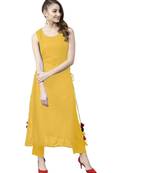 Yellow Solid Rayon Women's Kurta
