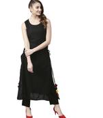 Black Solid Rayon Women's Kurta