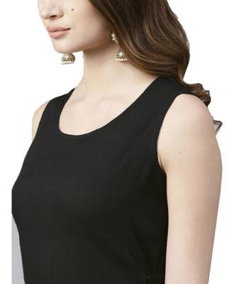 Black Solid Rayon Women's Kurta 4