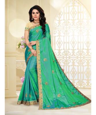 Green Poly Silk Embellished Designer Saree 1