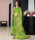 Women's Green Georgette Printed Saree