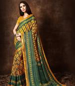 Women's Mustard Cotton Blend Printed Saree