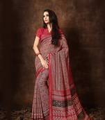 Women's Multi Cotton Blend Printed Saree