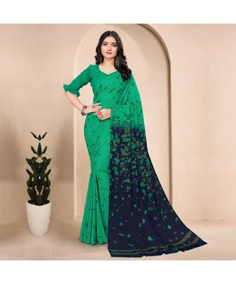 Women's Green Georgette Printed Saree 1