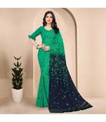 Women's Green Georgette Printed Saree