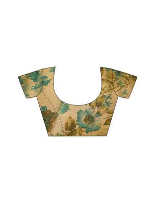 Green printed chiffon saree with blouse 4