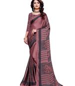 Pink printed shimmer saree with blouse