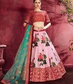 Pink embroidered silk semi stitched Wedding Lehenga for Bridal
