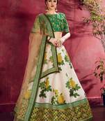 Green embroidered silk semi stitched Wedding Lehenga for Bridal