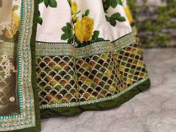 Green embroidered silk semi stitched Wedding Lehenga for Bridal 4