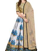 Botanical Blue Flower Butta printed & Dori and Sequins embroidered Art Silk Wedding Lehenga