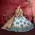 Botanical Blue Flower Butta printed & Dori and Sequins embroidered Art Silk Wedding Lehenga