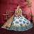 Botanical Blue Flower Butta printed & Dori and Sequins embroidered Art Silk Wedding Lehenga
