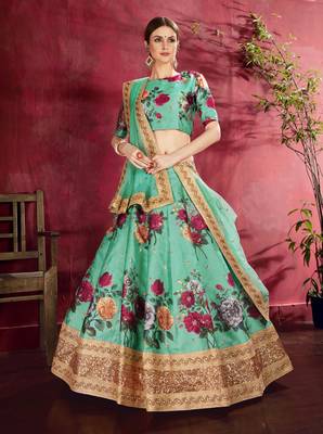 Green embroidered silk semi stitched Wedding Lehenga for Bridal 1