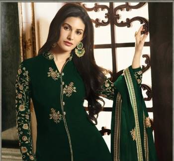 Green embroidered georgette salwar 1