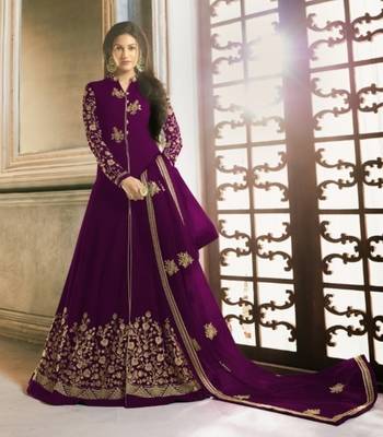 Wine embroidered georgette salwar 1