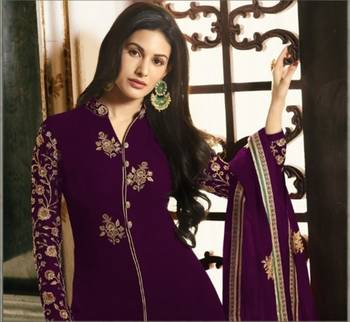 Wine embroidered georgette salwar 1