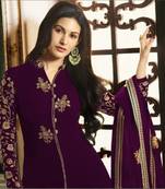Wine embroidered georgette salwar