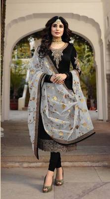 Black embroidered satin salwar 1