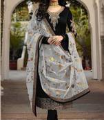 Black embroidered satin salwar