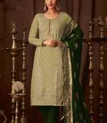 Light-green embroidered faux georgette salwar