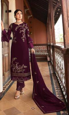 Wine embroidered silk salwar 1