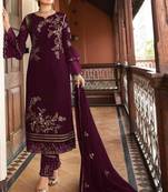 Wine embroidered silk salwar