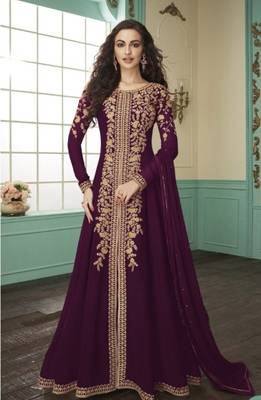 Wine embroidered faux georgette salwar 1