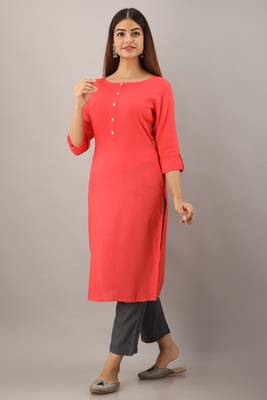 Coral plain rayon ethnic-kurtis 3