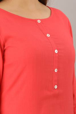 Coral plain rayon ethnic-kurtis 4