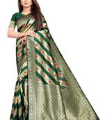 Green woven poly silk saree with blouse