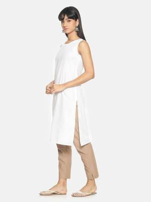 White printed cotton long-kurtis 2