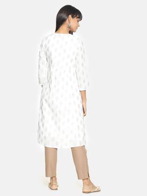 White printed cotton long-kurtis 3