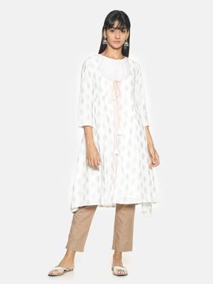 White printed cotton long-kurtis 4