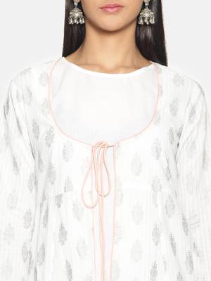 White printed cotton long-kurtis 5