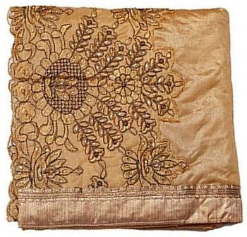 Golden embroidered art silk saree with blouse 3