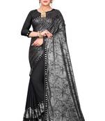 Grey printed lycra saree with blouse