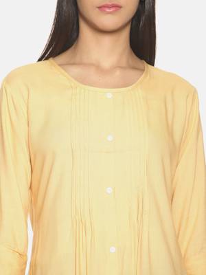 Beige solid rayon short-kurtis 5
