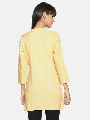 Beige solid rayon short-kurtis 3