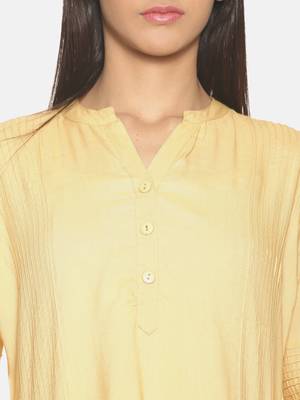 Beige solid rayon short-kurtis 5