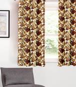 Printed Room Darkening  Brown Window Curtain