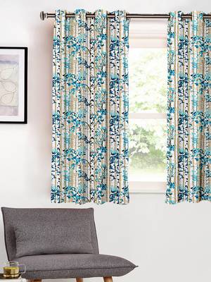 Printed Room Darkening Blue Window Curtain 1