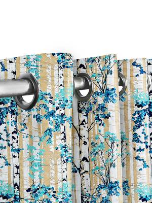 Printed Room Darkening Blue Window Curtain 2