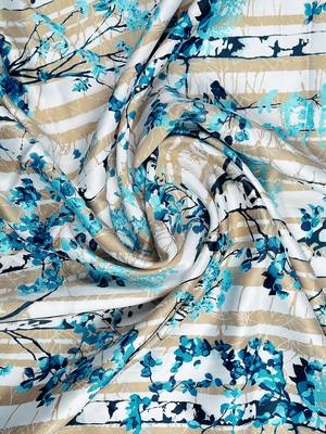 Printed Room Darkening Blue Window Curtain 3