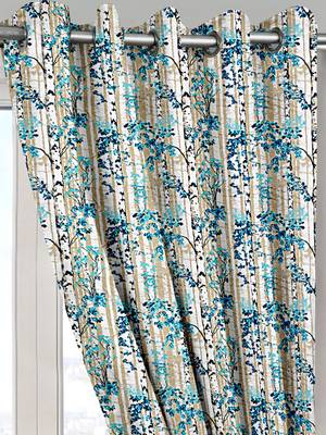 Printed Room Darkening Blue Window Curtain 5